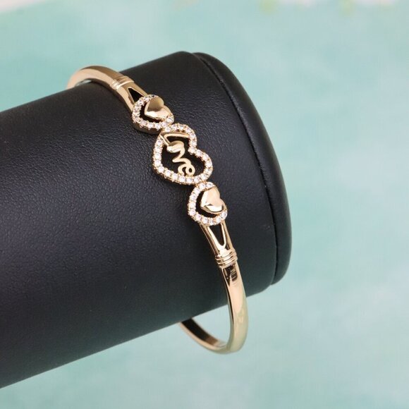 Love Heart Trio Rose Gold Bangle with CZ Accents, XPBL0584 - Picture 5 of 12